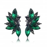 Emerald Green Crystal Stone Burst Statement Earrings